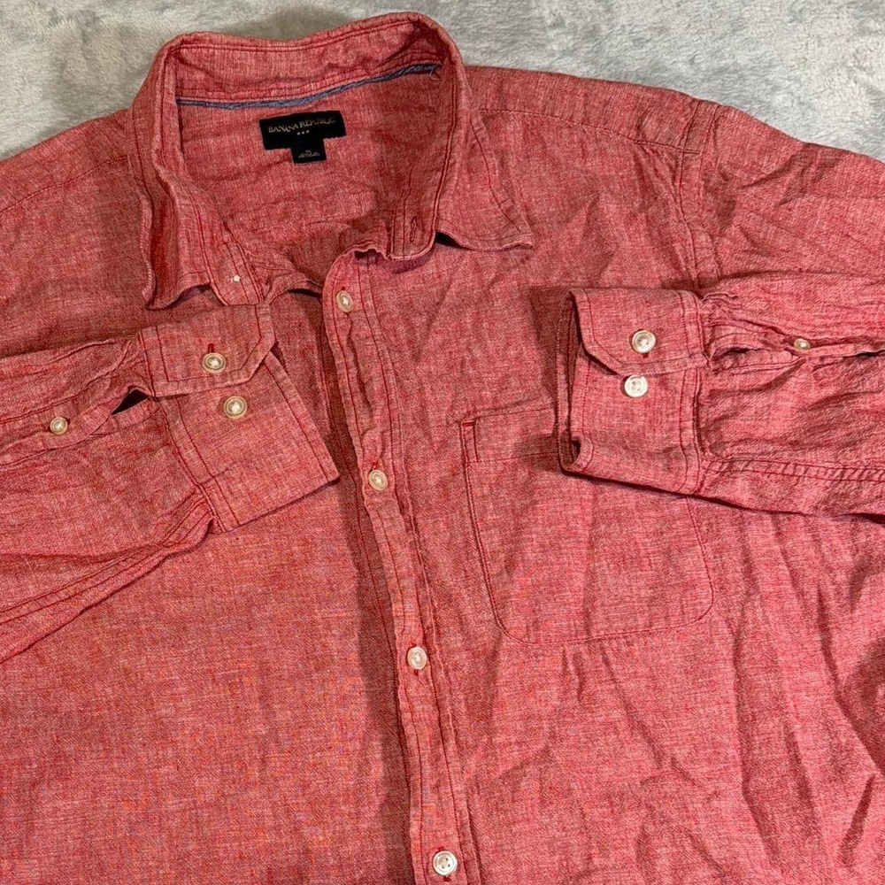 Y2K Vintage Banana Republic Lightweight Linen Shirt | Red | XL